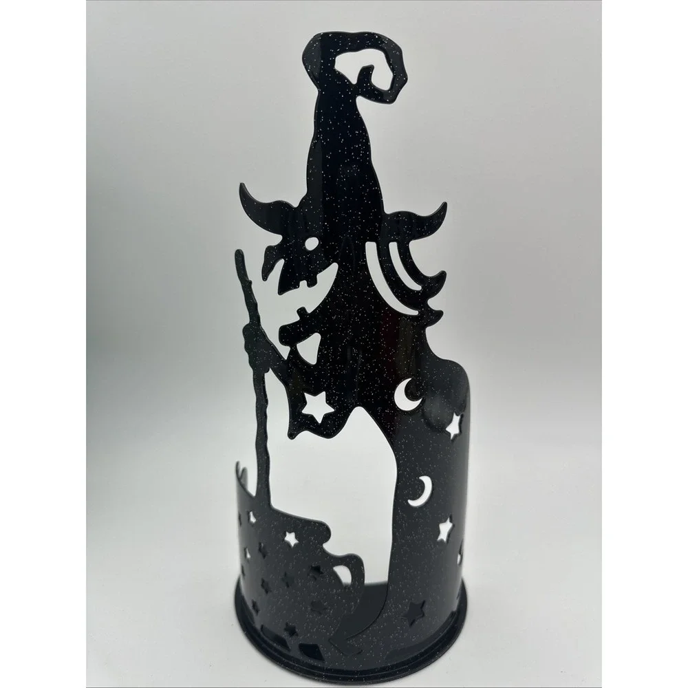PartyLite Wilemina Witch Tealight Candle Holder‎ P90075 Black GliTTER Halloween - Picture 2 of 6